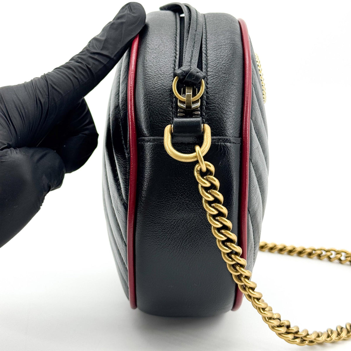 Gucci GG Marmont Round Mini Crossbody Bag Black