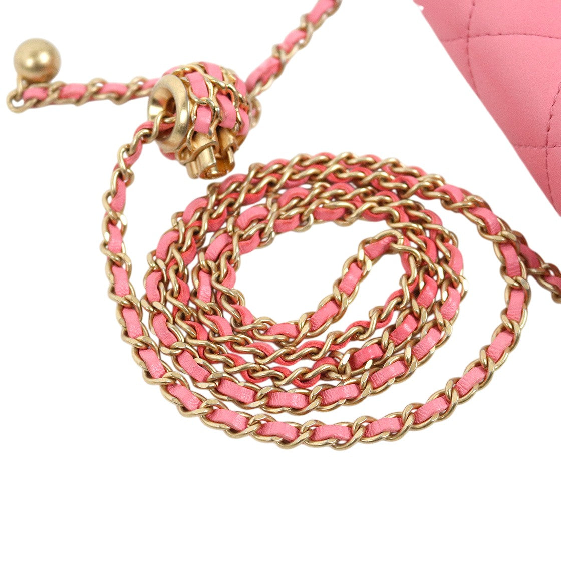 Chanel Mini Pink Golden Ball Chain Wallet Crossbody Bag