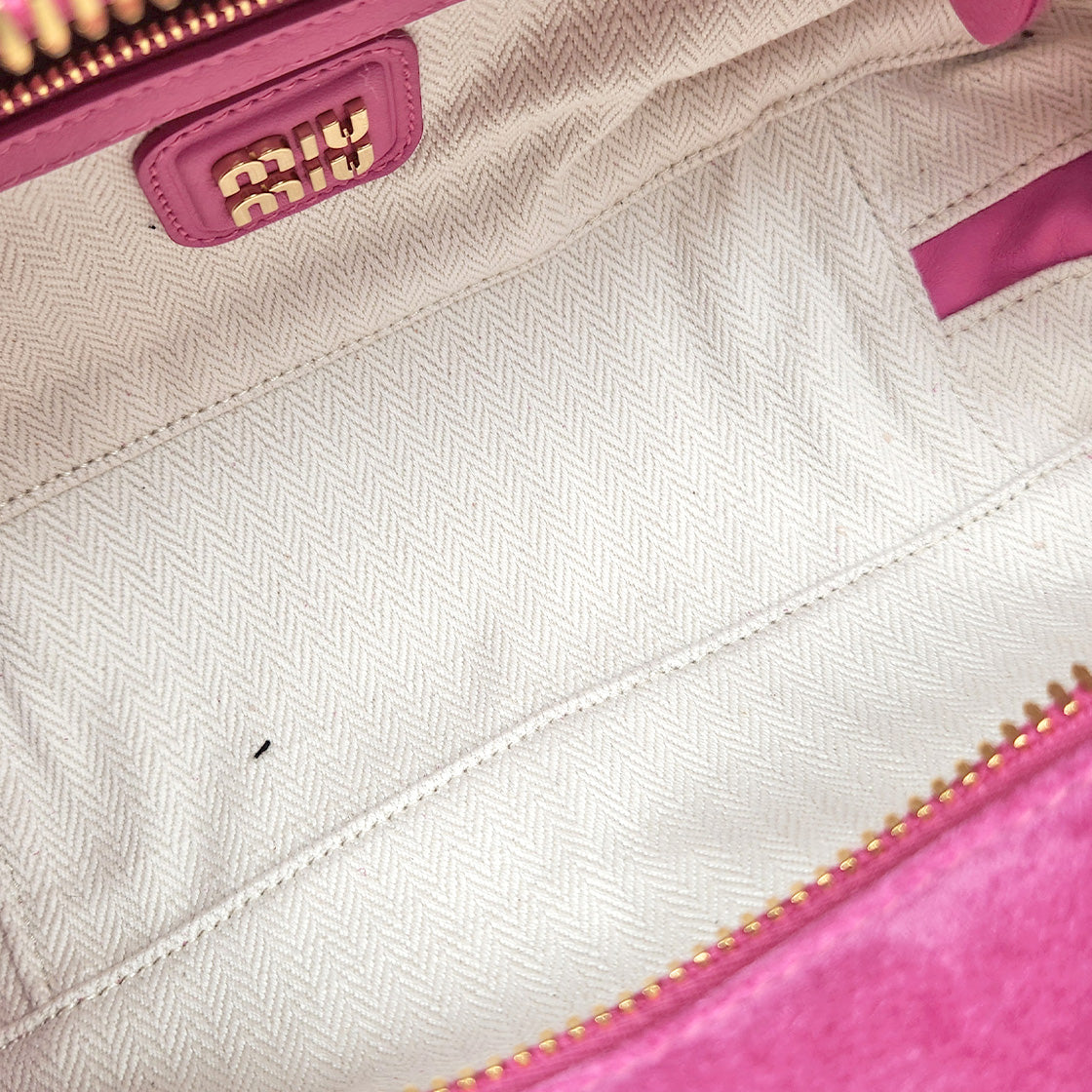 Miu Miu Pink Medium Suede Arcadia Tote Bag