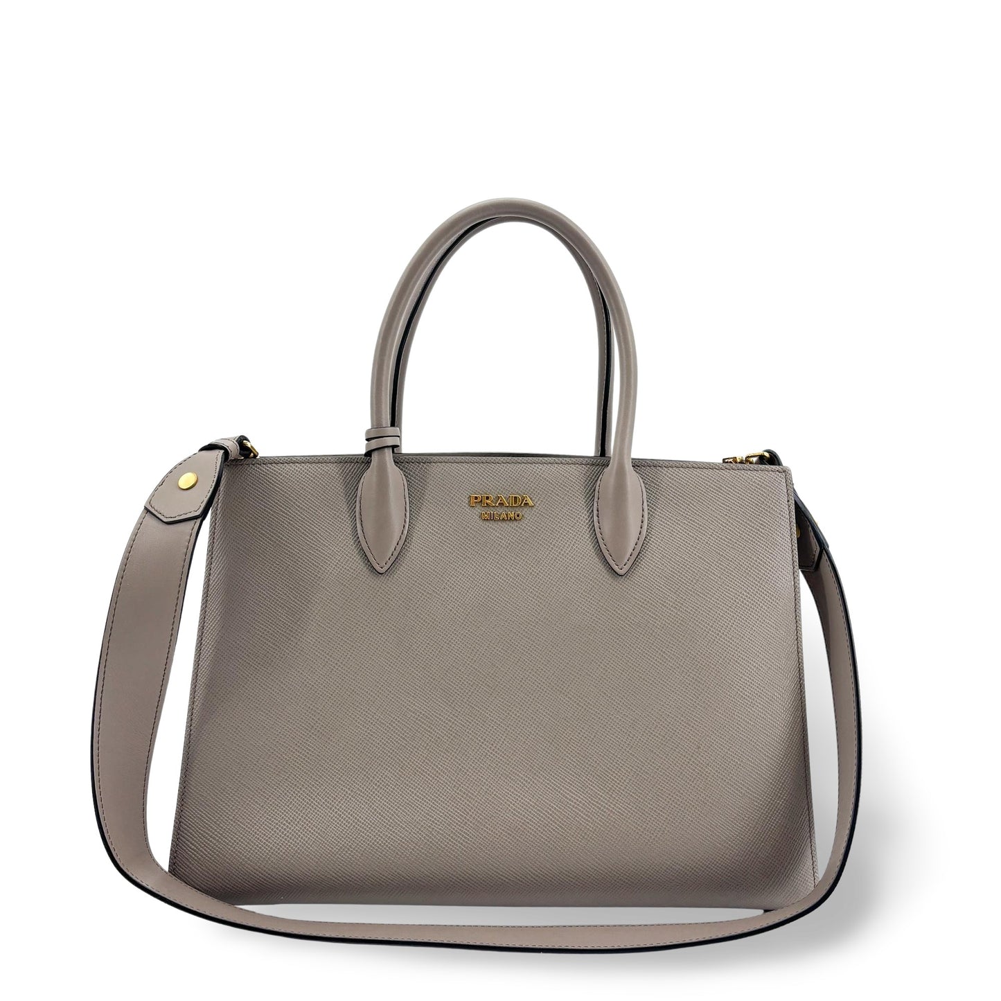 Prada Saffiano City Leather Tote Bag Grey