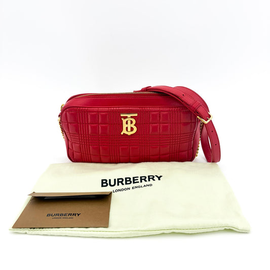 Burberry Micro Quilted Camera Bag Red Gold Hardware