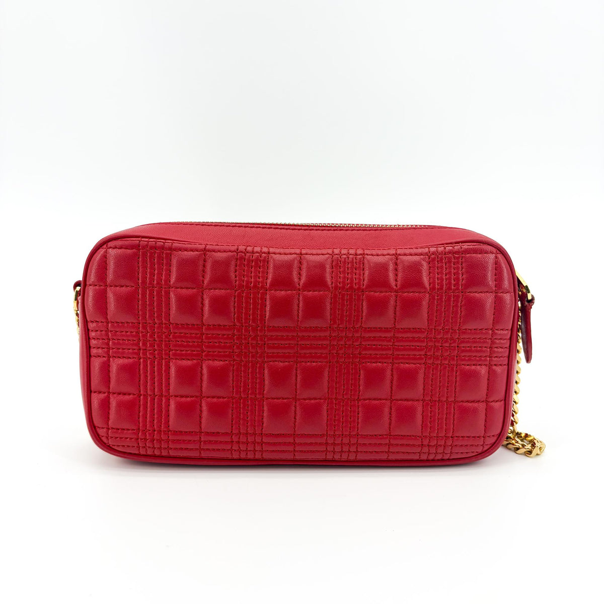 Burberry Micro Quilted Camera Bag Red Gold Hardware