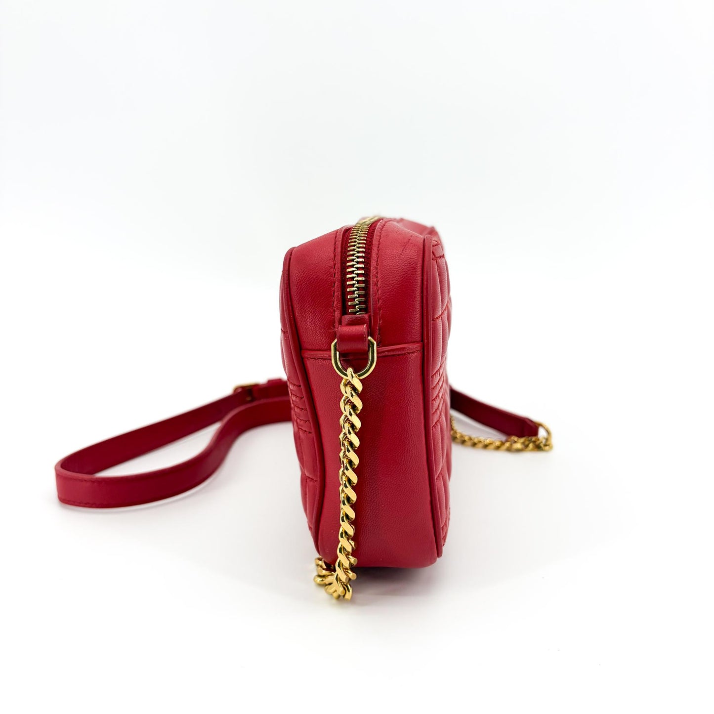 Burberry Micro Quilted Camera Bag Red Gold Hardware