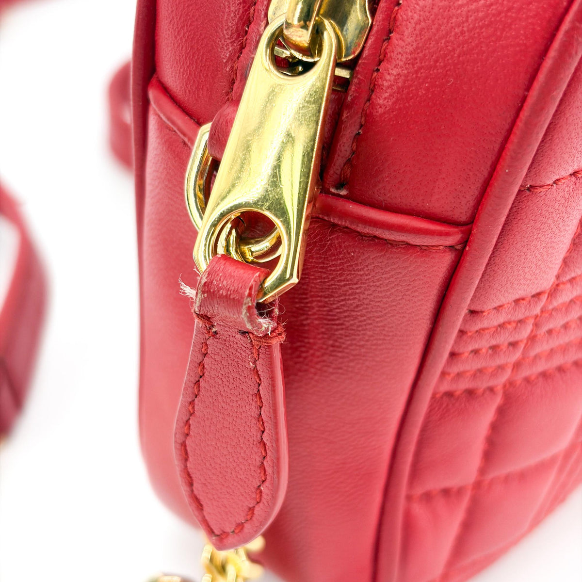 Burberry Micro Quilted Camera Bag Red Gold Hardware