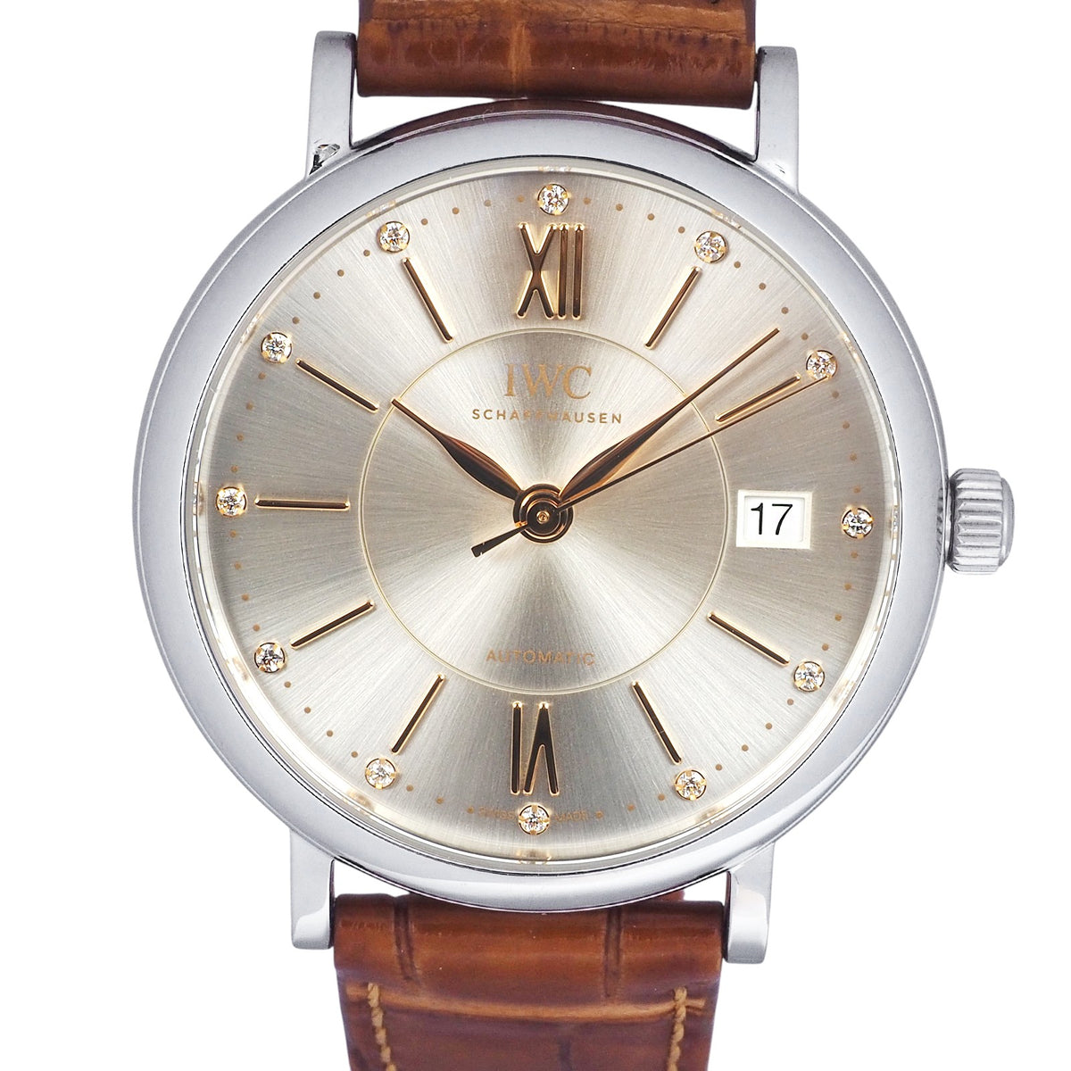 IWC IW458101 Porfino Diamond Automatic Leather Band Watch