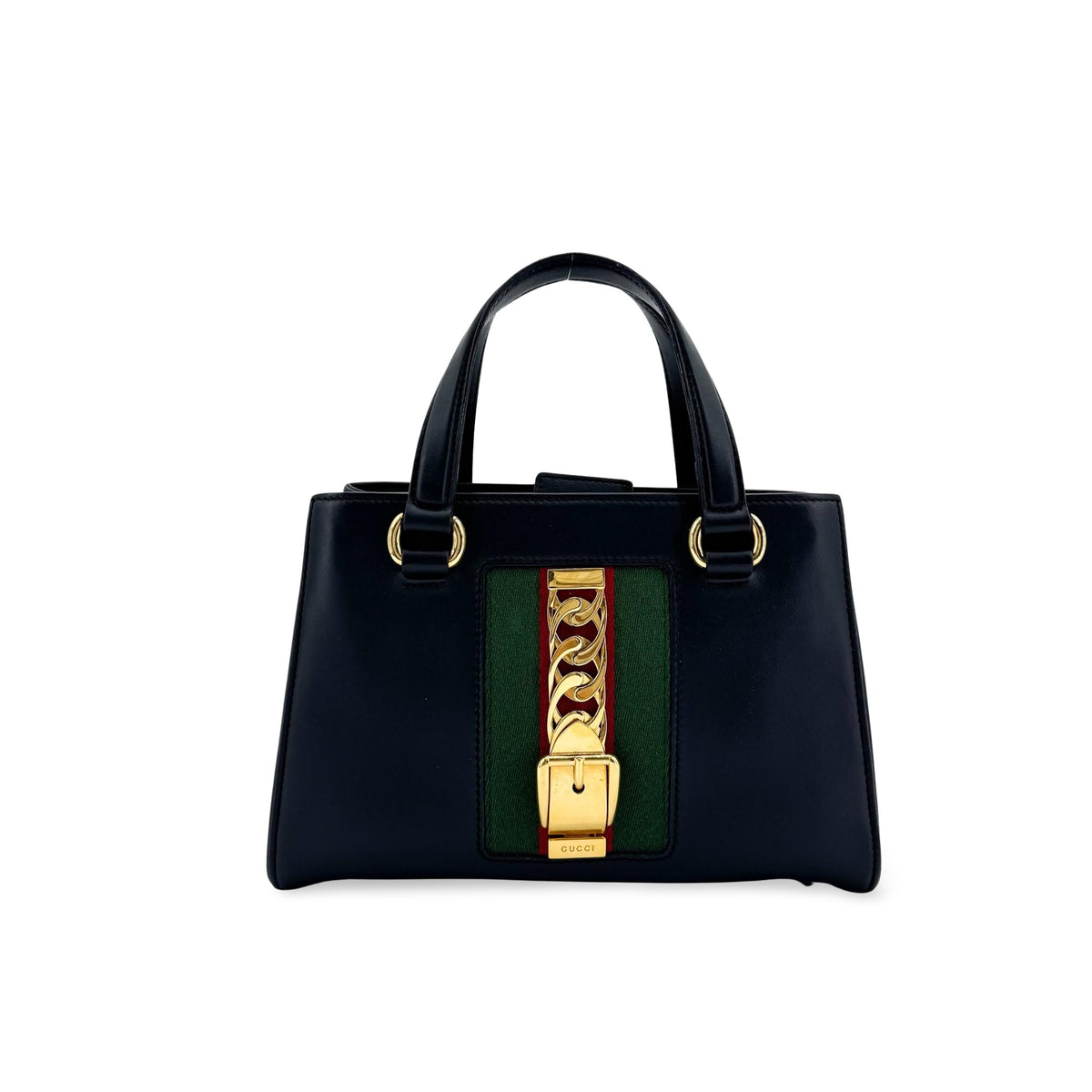 Gucci Sylvie Leather Mini Top Handle Bag Black