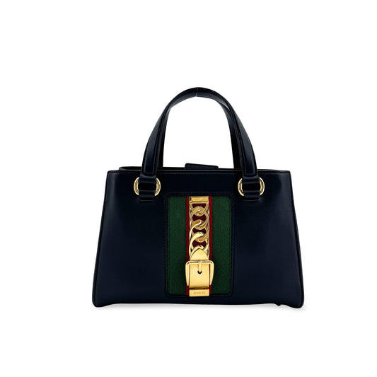 Gucci Sylvie Leather Mini Top Handle Bag Black