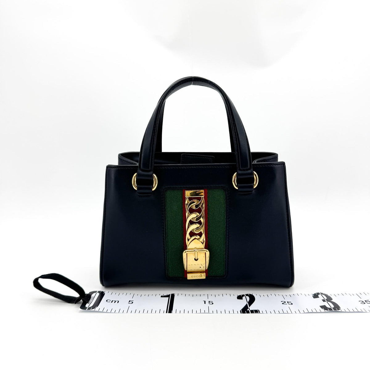 Gucci Sylvie Leather Mini Top Handle Bag Black