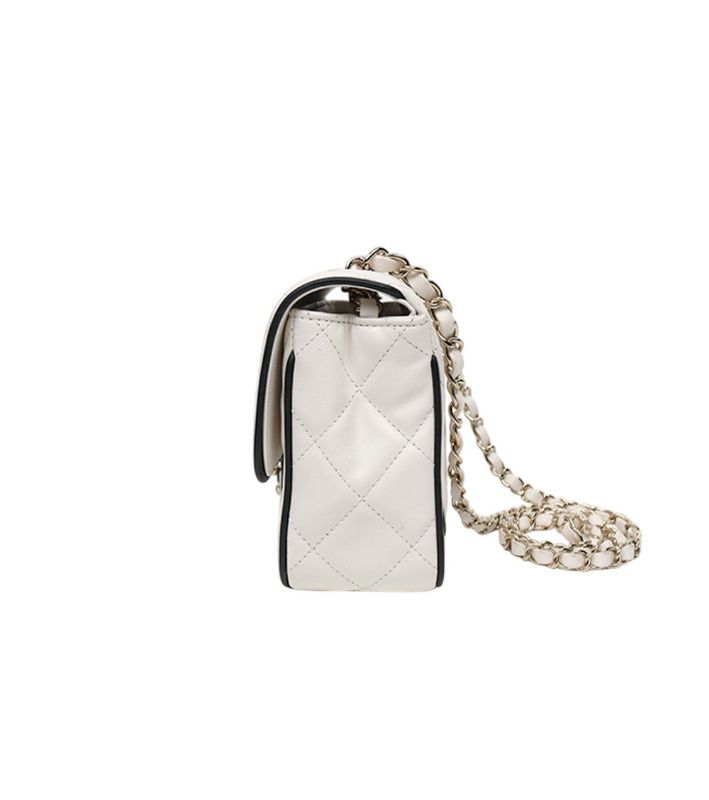 Chanel White Quilted CC Chain Shoulder Bag with Built-in Chip