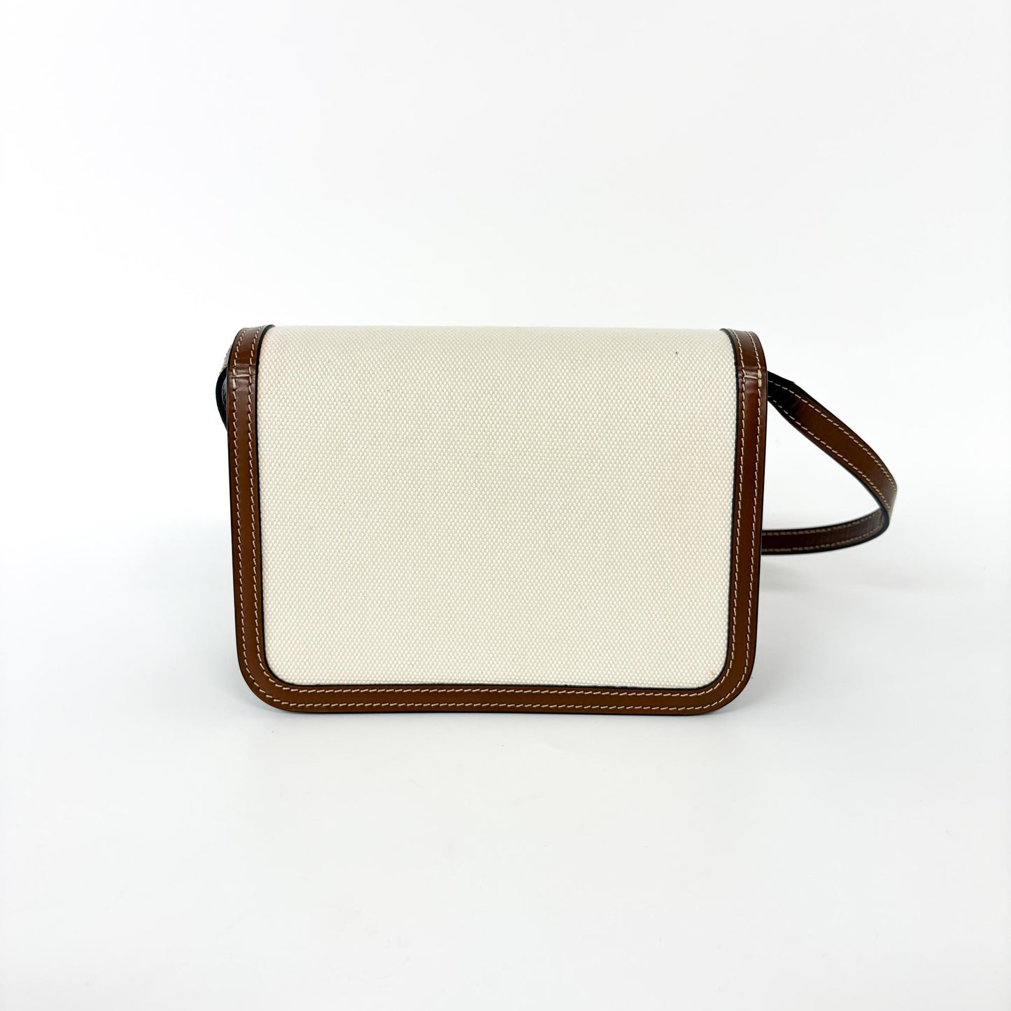 Burberry Small Two-Tone Canvas Leather TB Bag Malt Brown