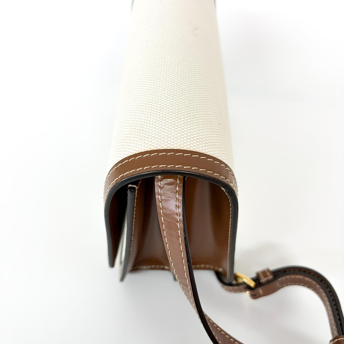 Burberry Small Two-Tone Canvas Leather TB Bag Malt Brown