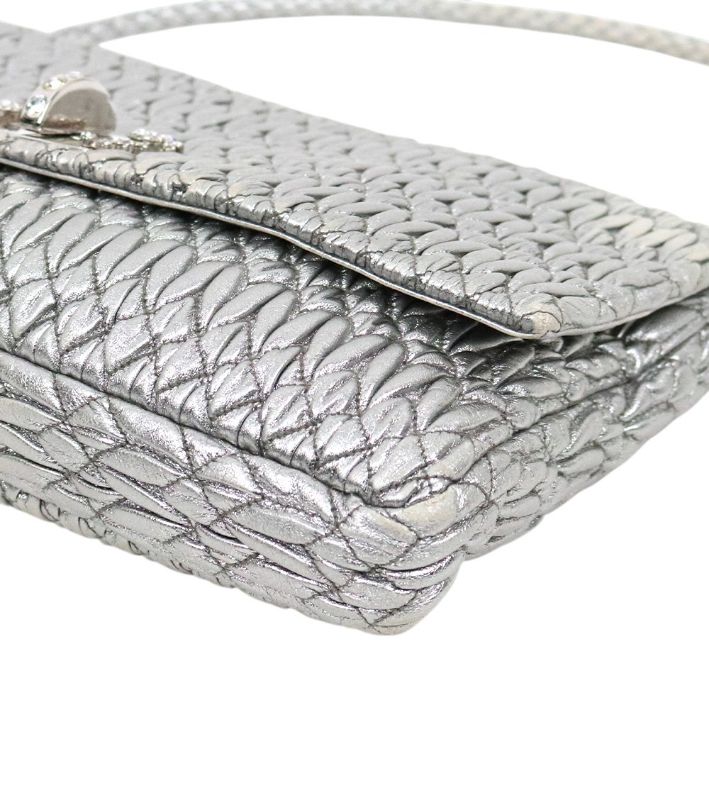 Miu Miu Silver Materasse Crystal Shoulder Bag