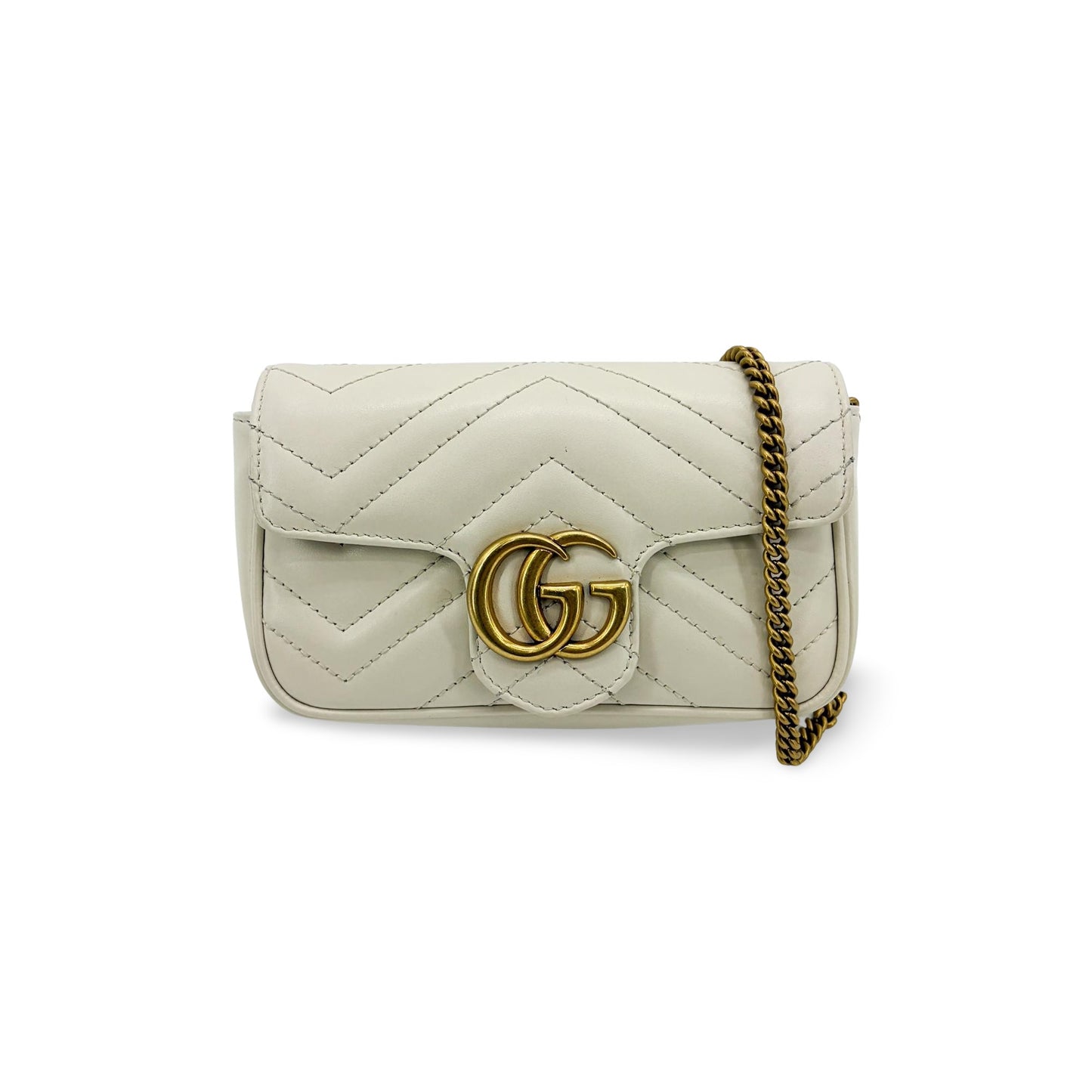 Gucci GG Marmont Matelassé Super Mini Bag White