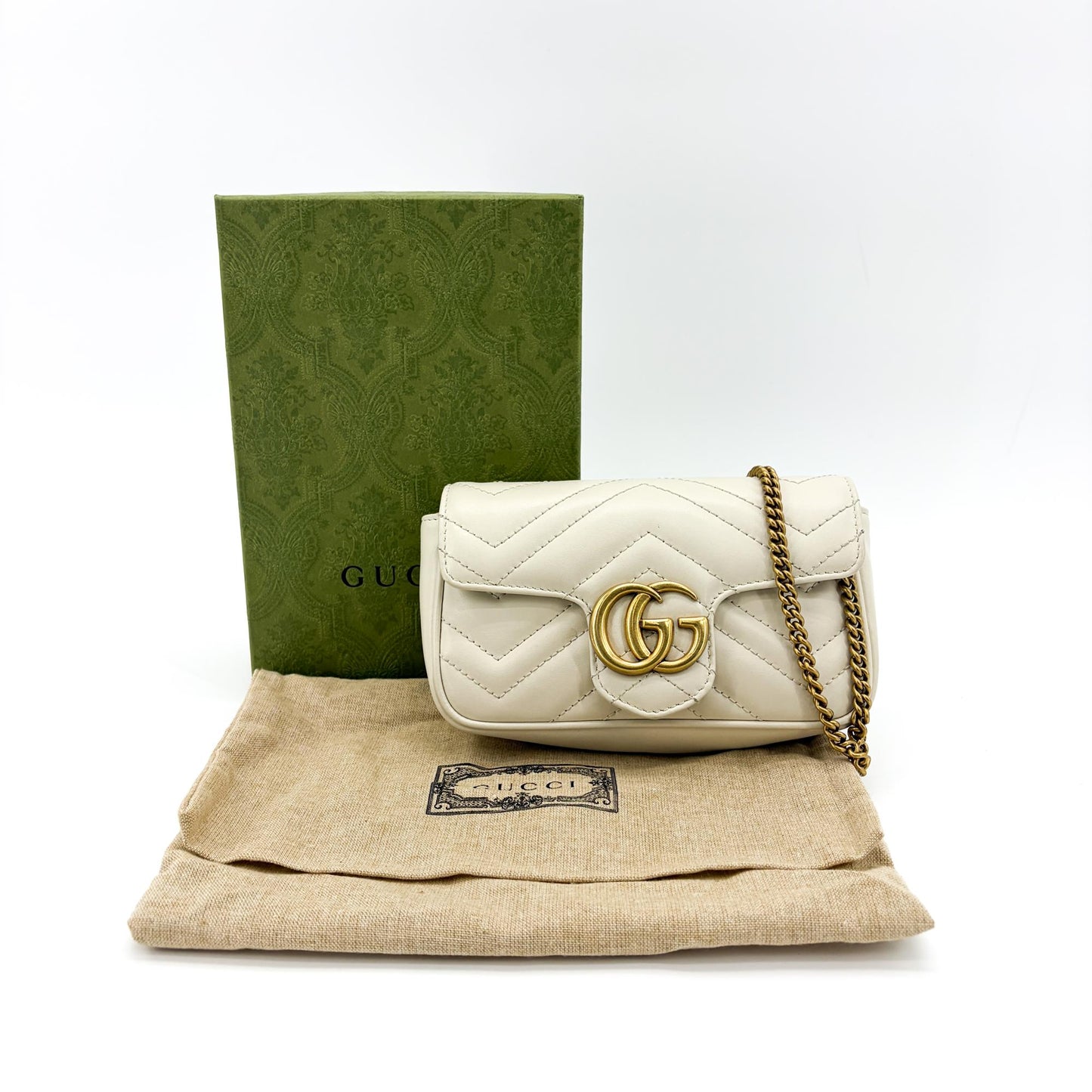 Gucci GG Marmont Matelassé Super Mini Bag White