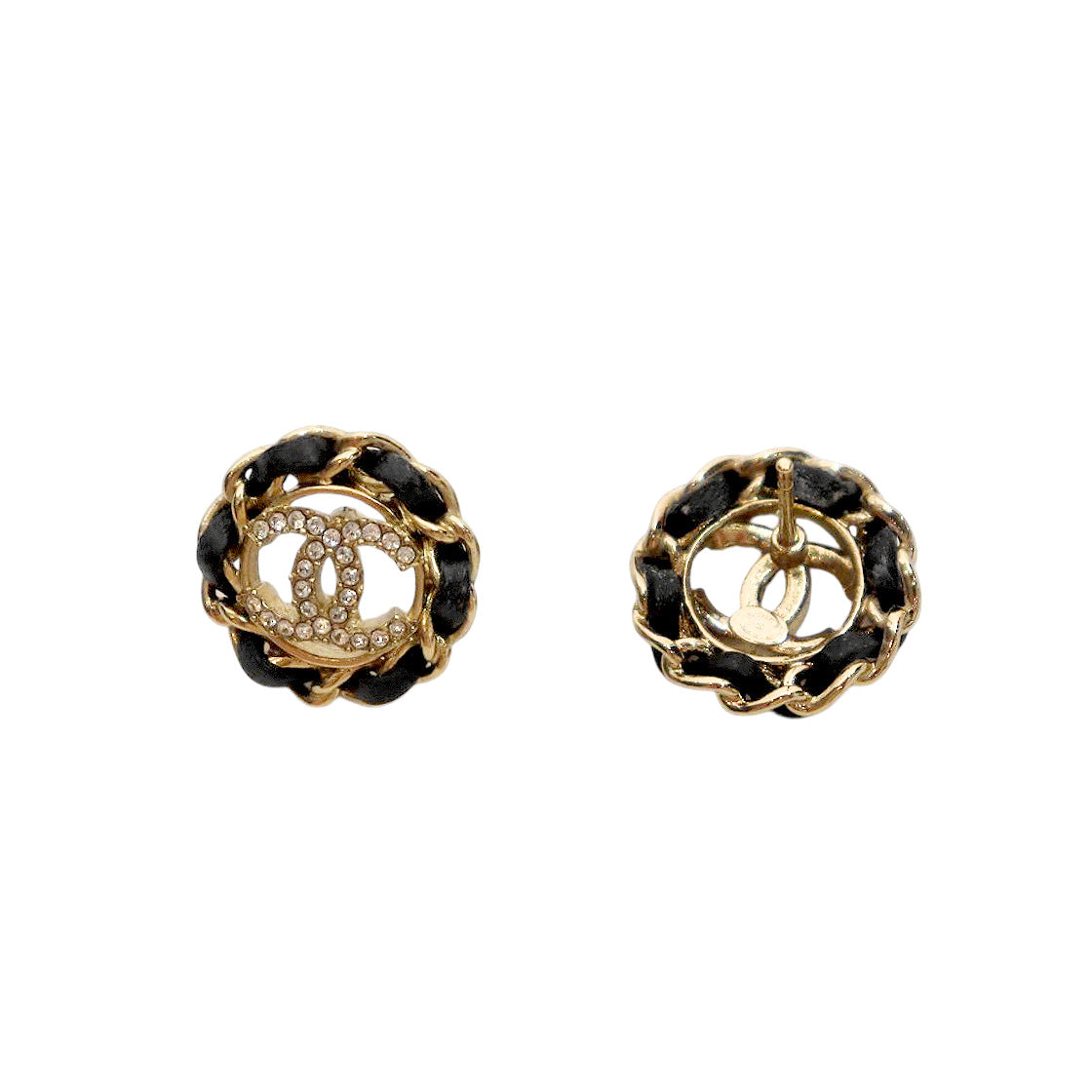 Chanel Black CC Cubic Earrings