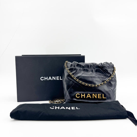 Chanel 22 Mini Bag Black with Gold Hardware