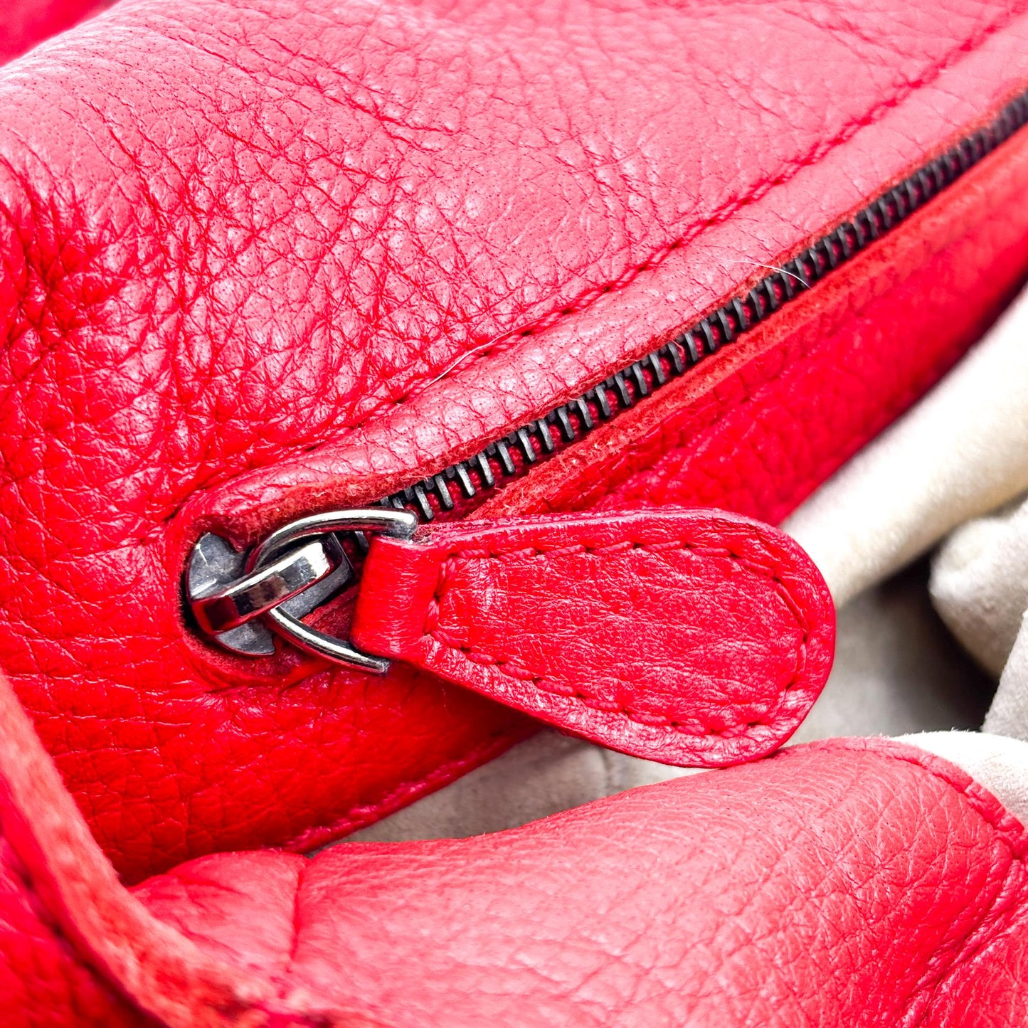 Bottega Veneta red leather hobo bag