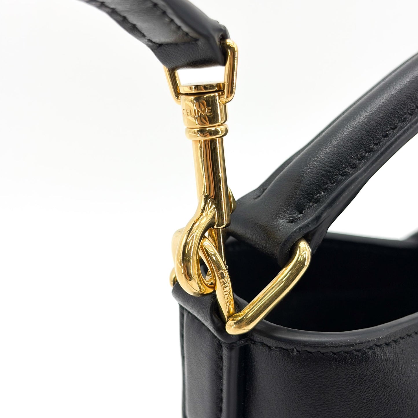 Celine Small Bucket Trionp Shiny Calfskin Black