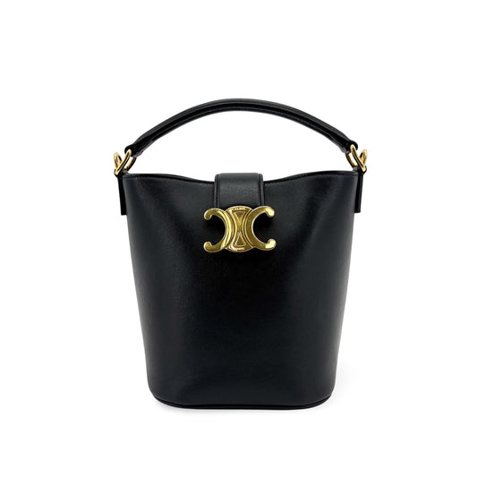 Celine Small Bucket Trionp Shiny Calfskin Black