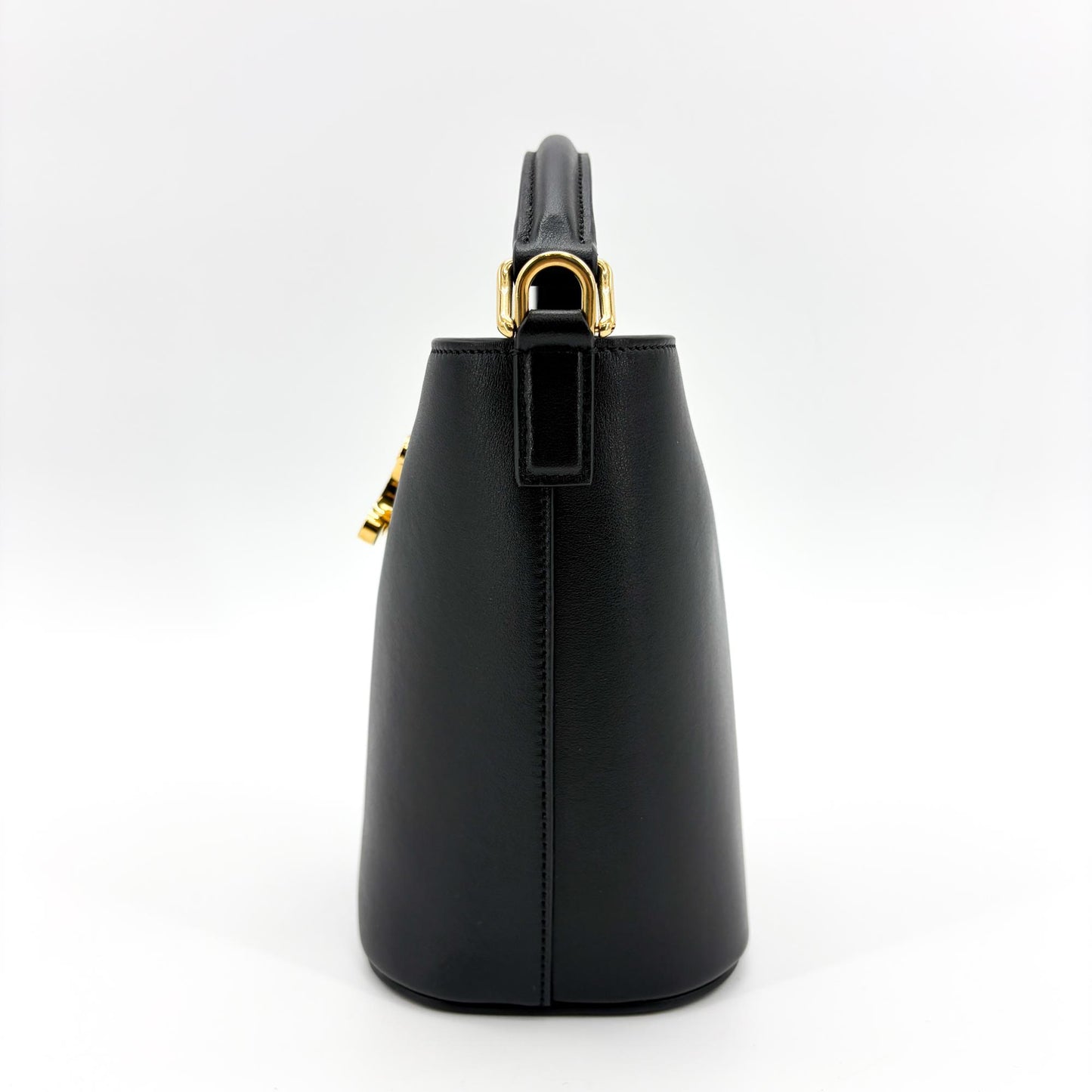Celine Small Bucket Trionp Shiny Calfskin Black