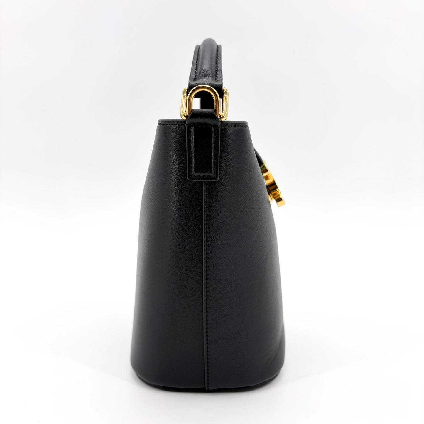Celine Small Bucket Trionp Shiny Calfskin Black