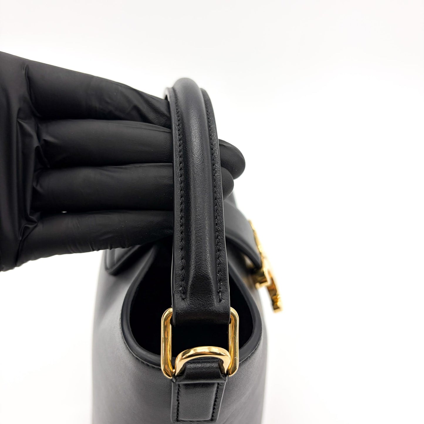 Celine Small Bucket Trionp Shiny Calfskin Black