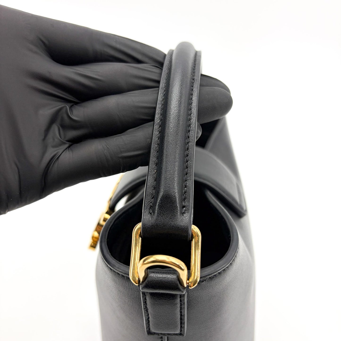 Celine Small Bucket Trionp Shiny Calfskin Black
