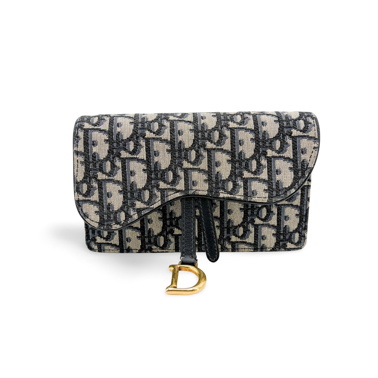 Dior Saddle Slim Pouch Blue Oblique Jacquard