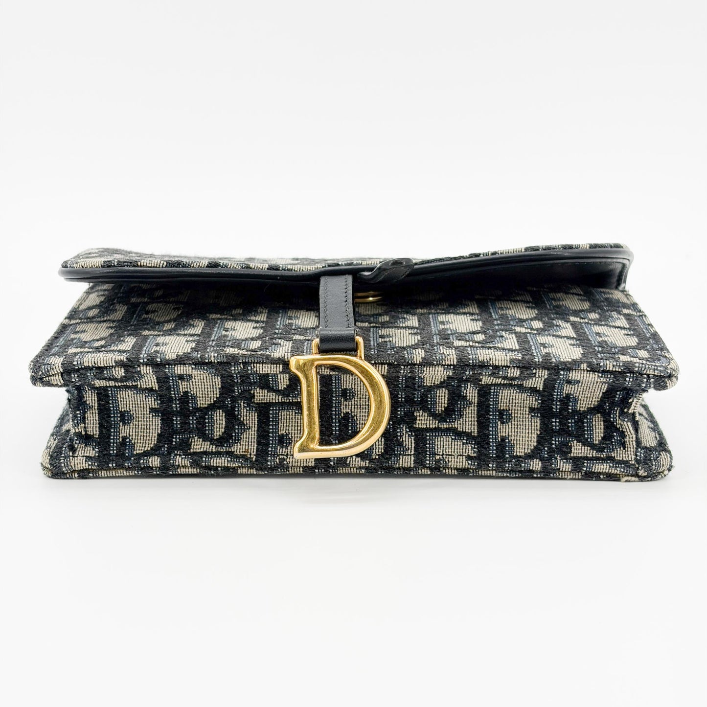 Dior Saddle Slim Pouch Blue Oblique Jacquard