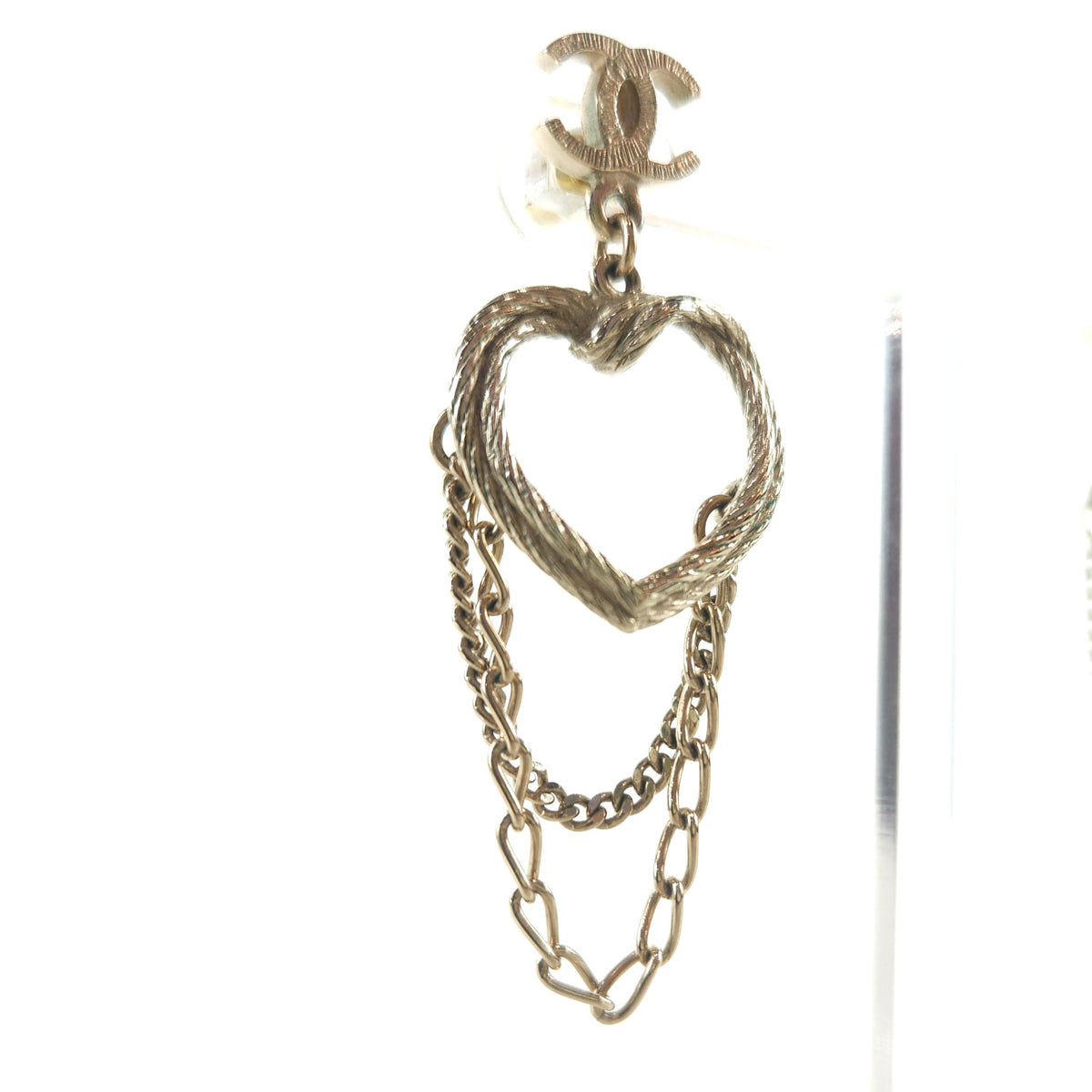 CC Heart Chain Earrings