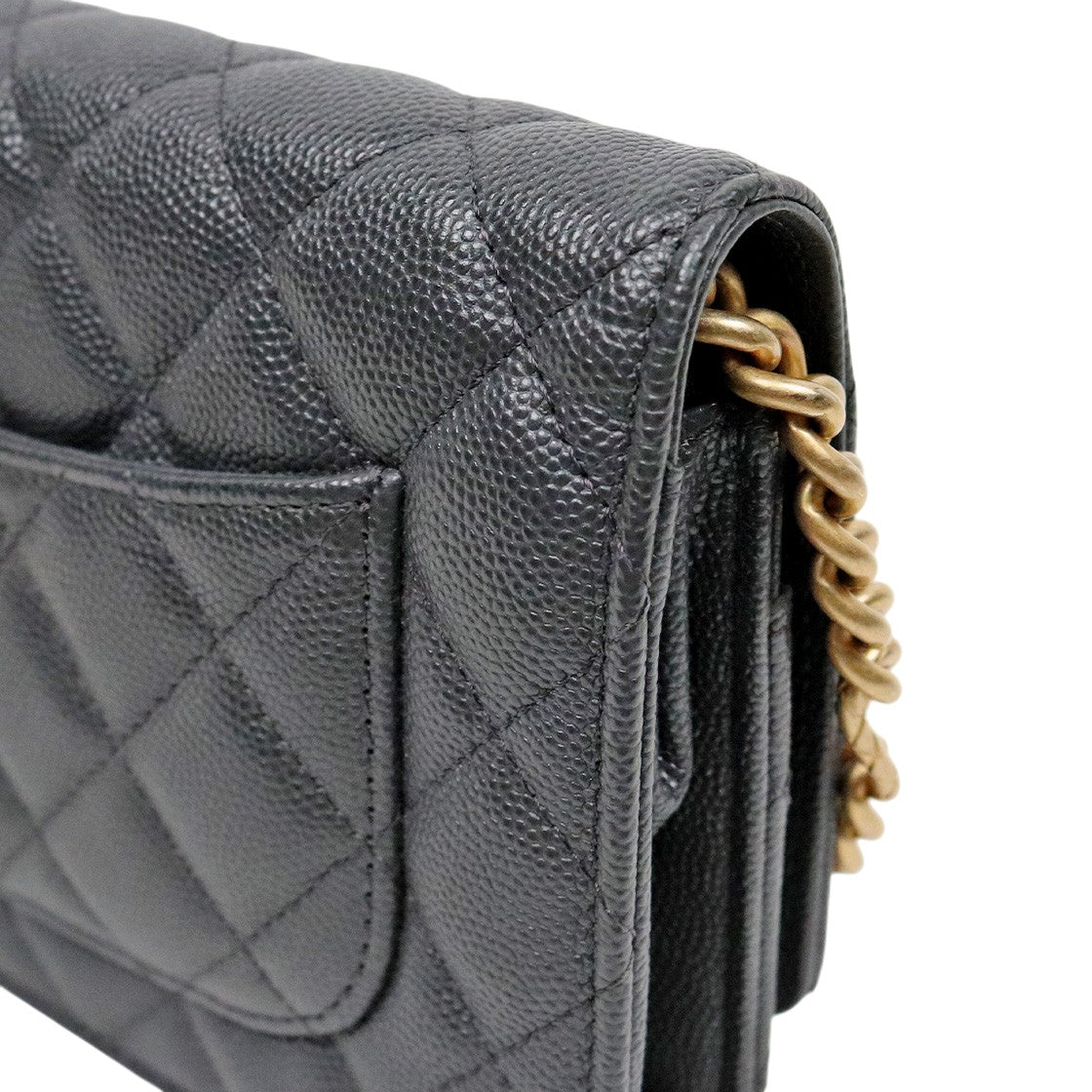 Chanel Dark Gray Caviar WOC with Built-in Chip