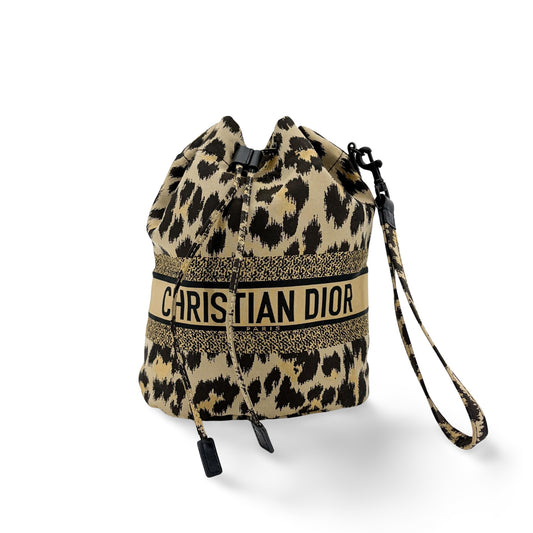 Dior Travel Mizza Drawstring Pouch Beige Multicolor