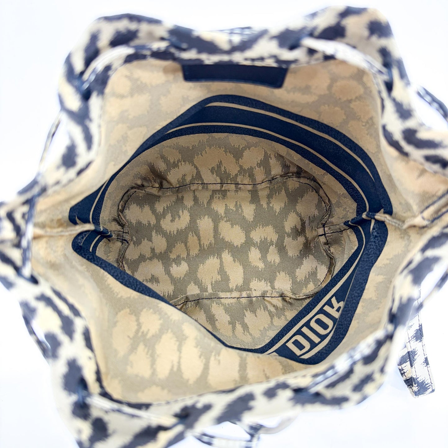 Dior Travel Mizza Drawstring Pouch Beige Multicolor
