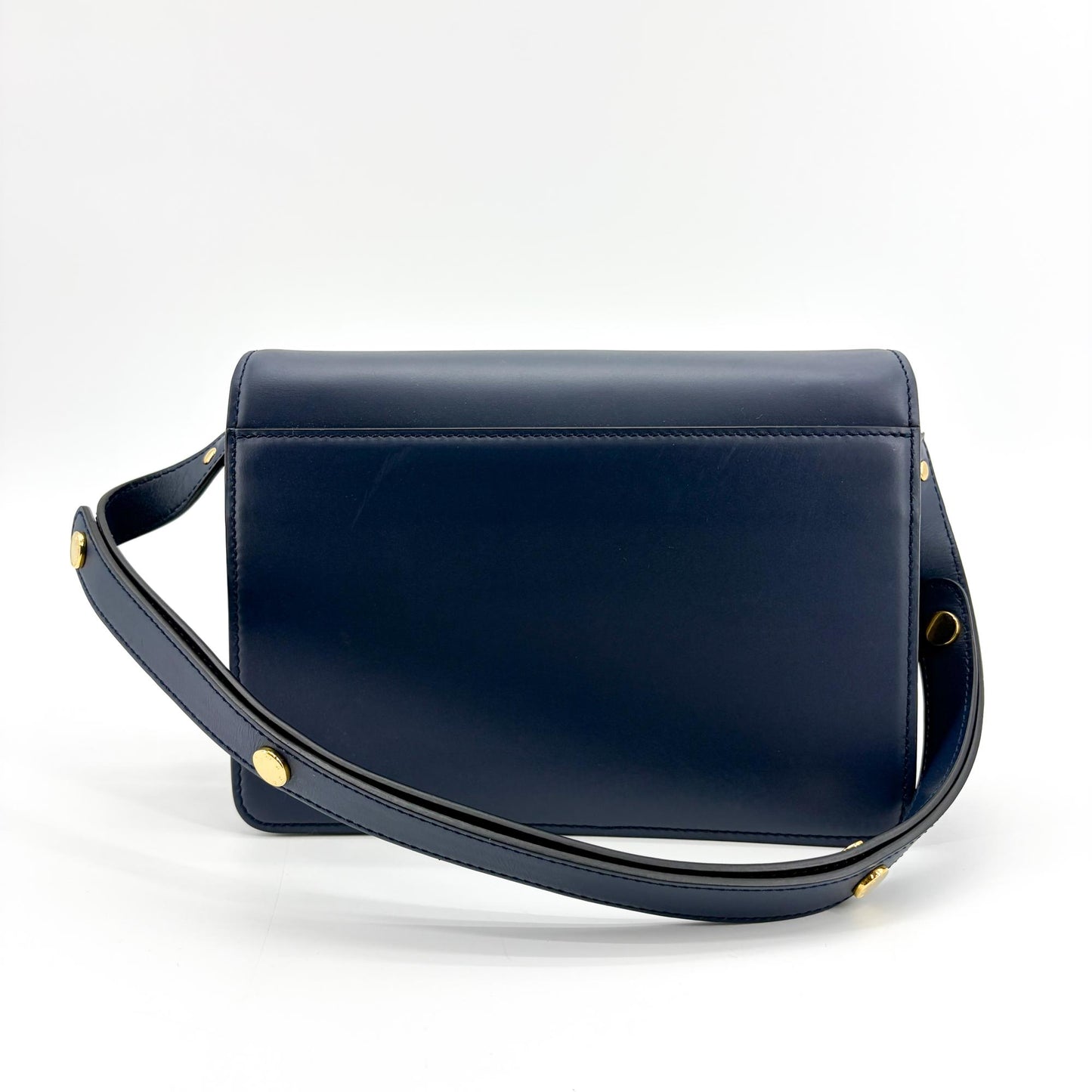 Marni Medium Trunk Shoulder Bag Navy Gold Hardware