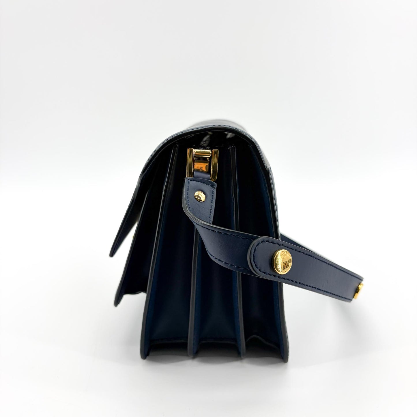 Marni Medium Trunk Shoulder Bag Navy Gold Hardware