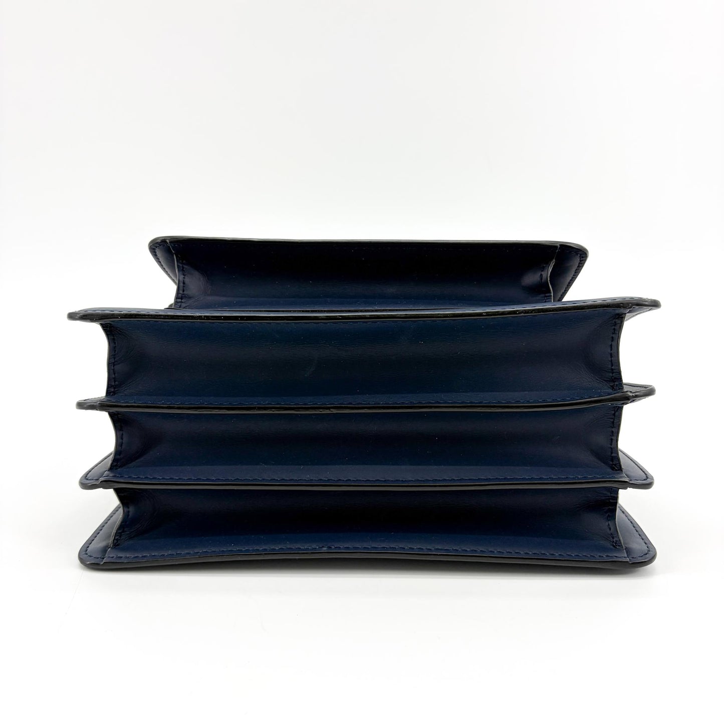 Marni Medium Trunk Shoulder Bag Navy Gold Hardware