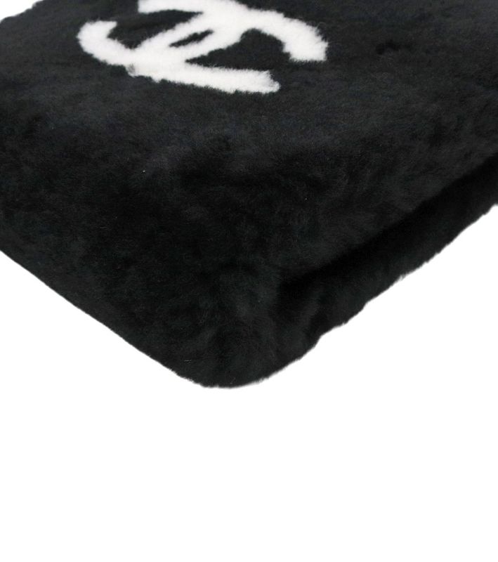 Chanel Black Shearling Chain Shoulder Bag