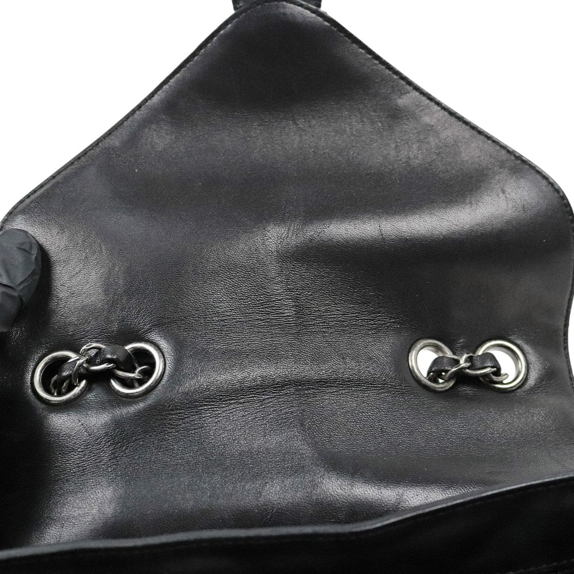 Chanel Black Quilted CC Shearling Flap Chain Shoulder Bag