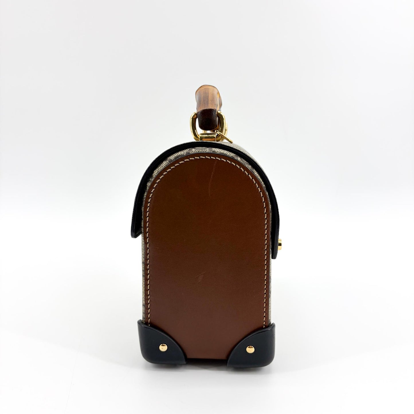 Gucci Padlock GG Supreme Bamboo Medium Top Handle Bag Brown Black