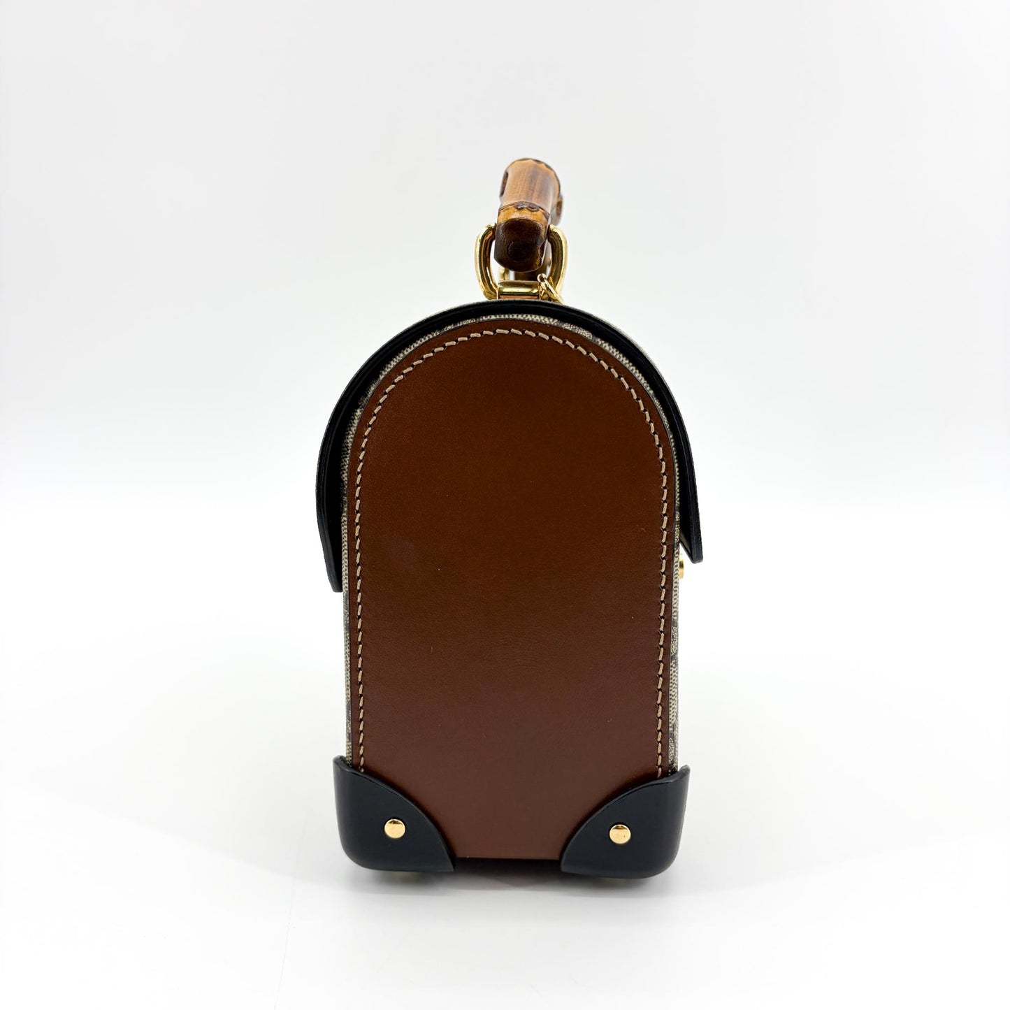 Gucci Padlock GG Supreme Bamboo Medium Top Handle Bag Brown Black