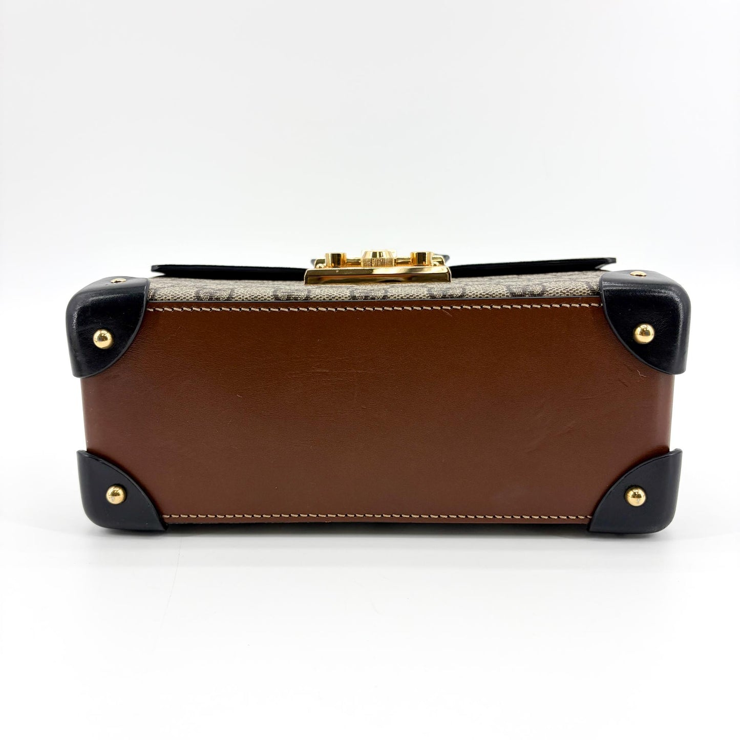 Gucci Padlock GG Supreme Bamboo Medium Top Handle Bag Brown Black