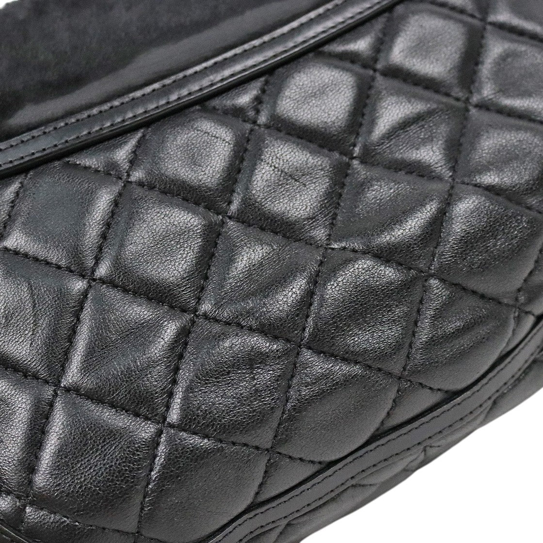 Chanel Black Quilted CC Shearling Flap Chain Shoulder Bag