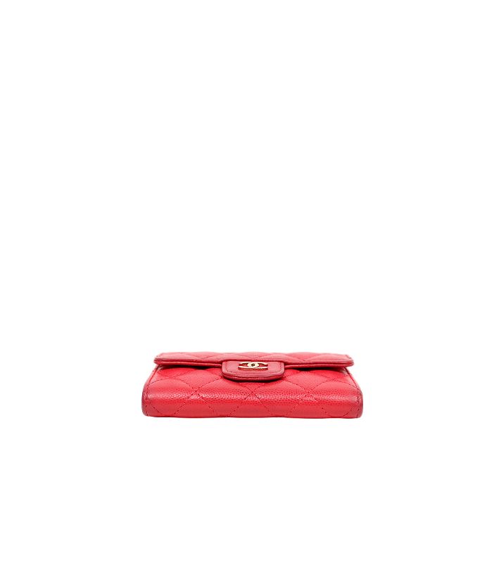 Chanel Red Caviar Skin Card Wallet