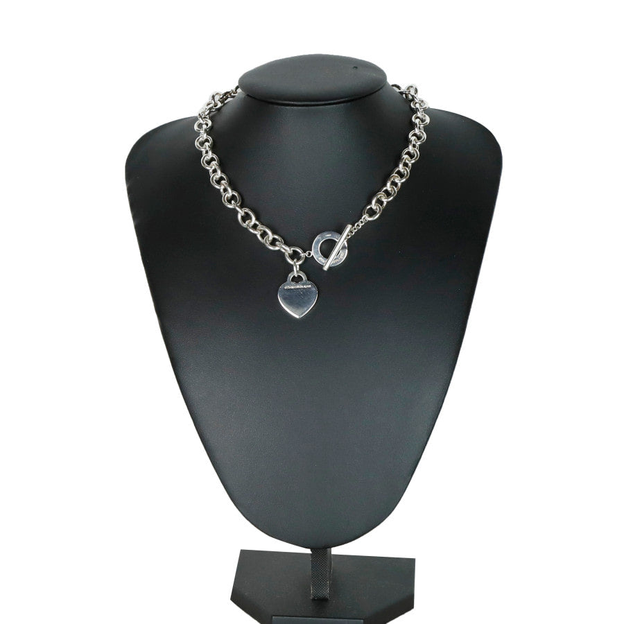 Heart Tag Toggle Silver Necklace