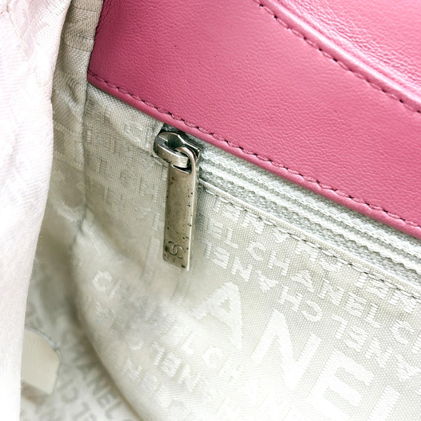 Chanel Quilted Lambskin Curved Flap Bag Pink Silver Hardware