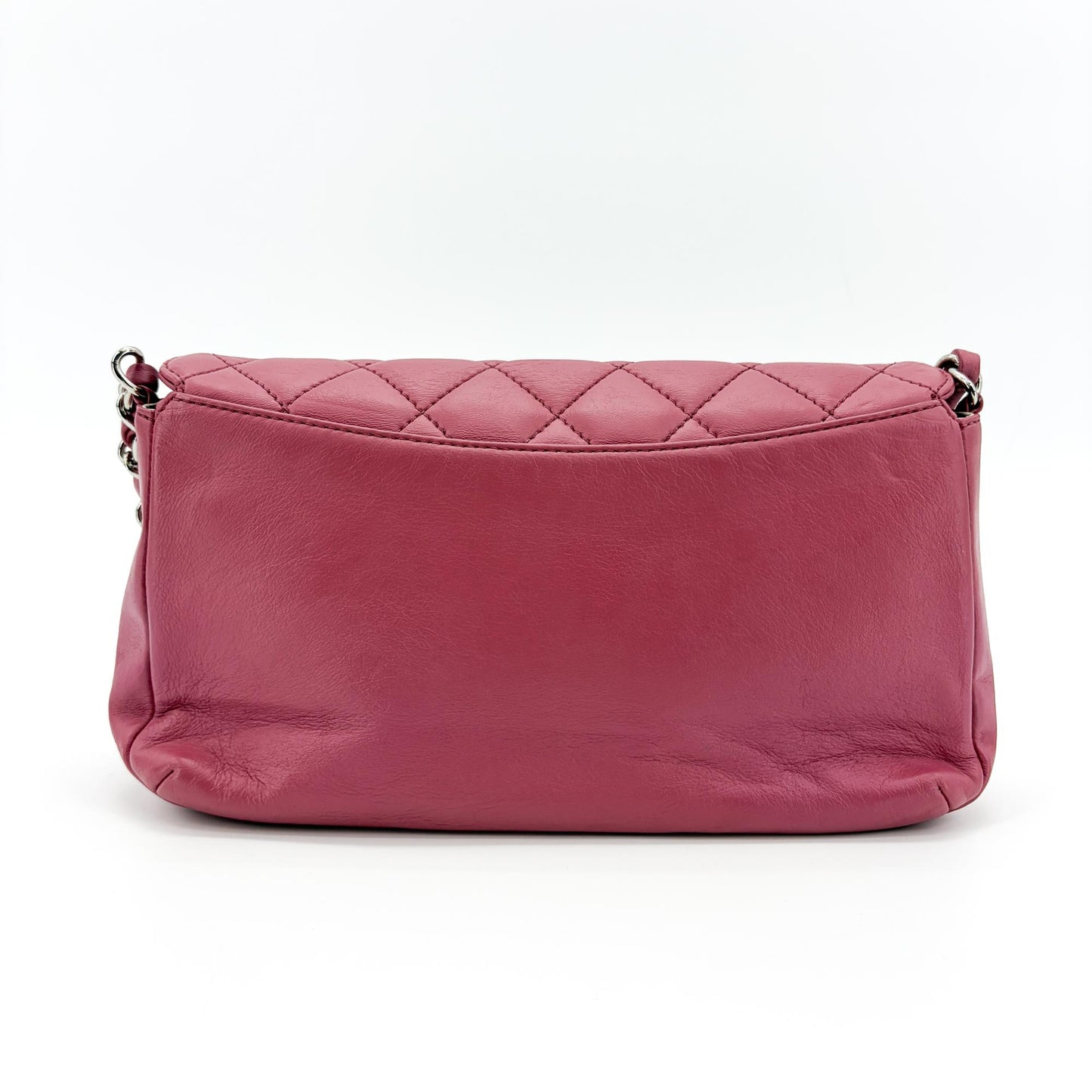 Chanel Quilted Lambskin Curved Flap Bag Pink Silver Hardware