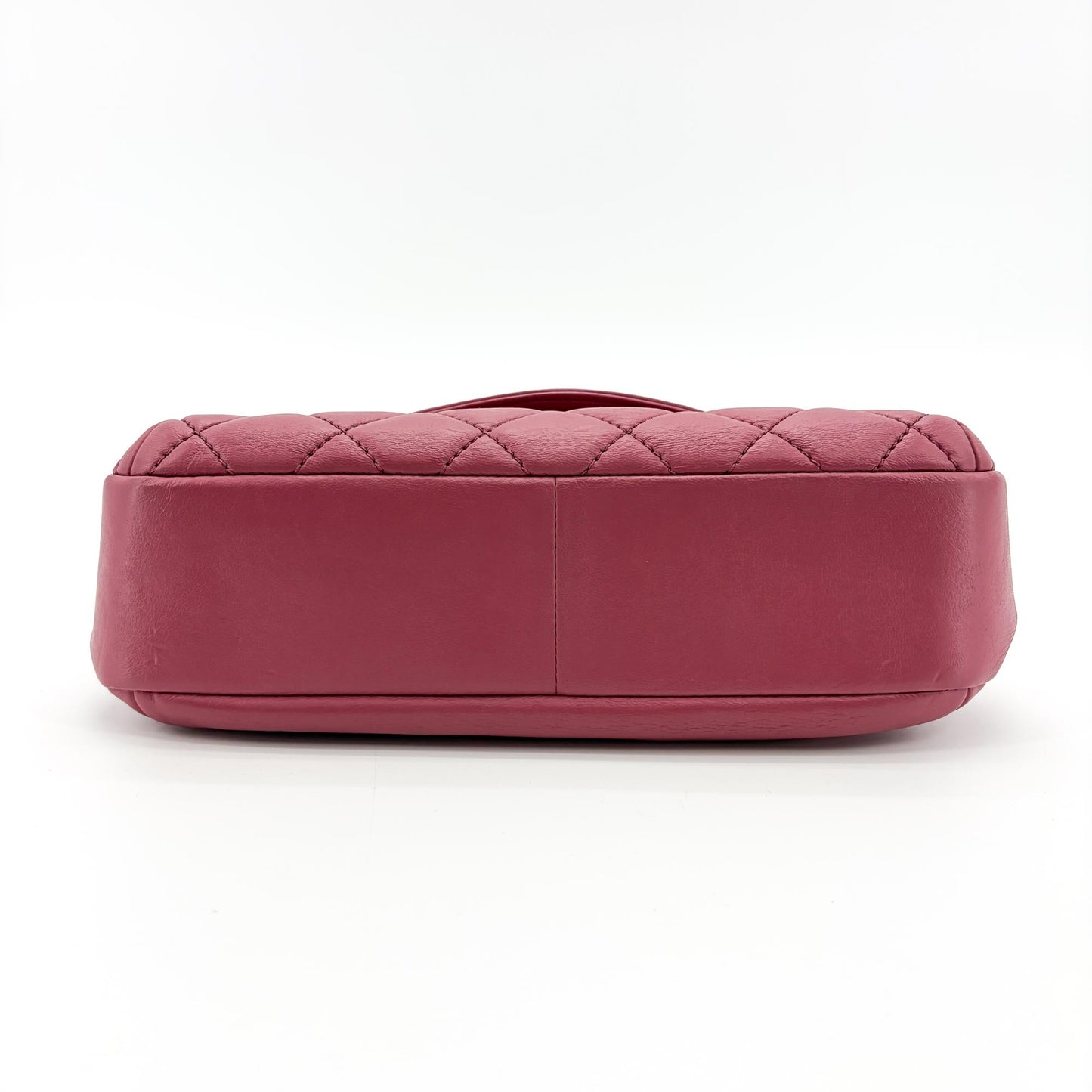 Chanel Quilted Lambskin Curved Flap Bag Pink Silver Hardware