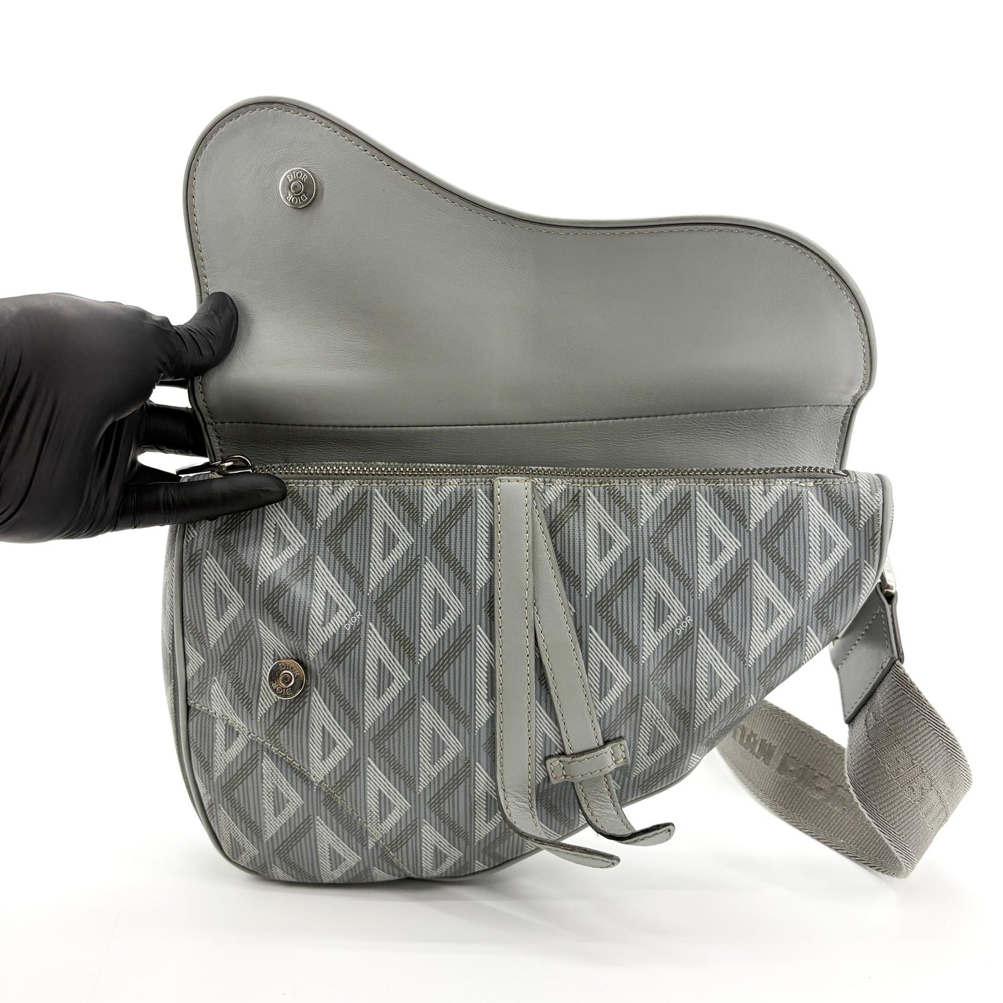 Dior Saddle Slingback Dior Grey CD Diamond Canvas & Soft Calfskin