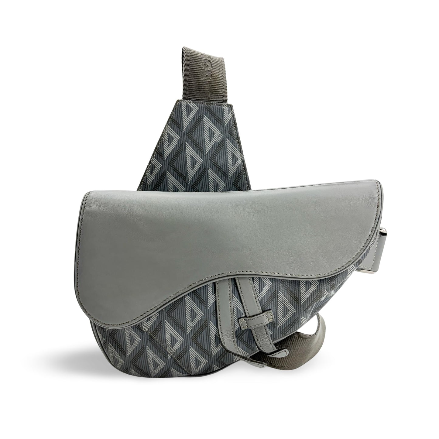 Dior Saddle Slingback Dior Grey CD Diamond Canvas & Soft Calfskin