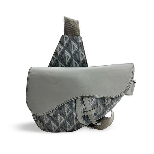 Dior Saddle Slingback Dior Grey CD Diamond Canvas & Soft Calfskin